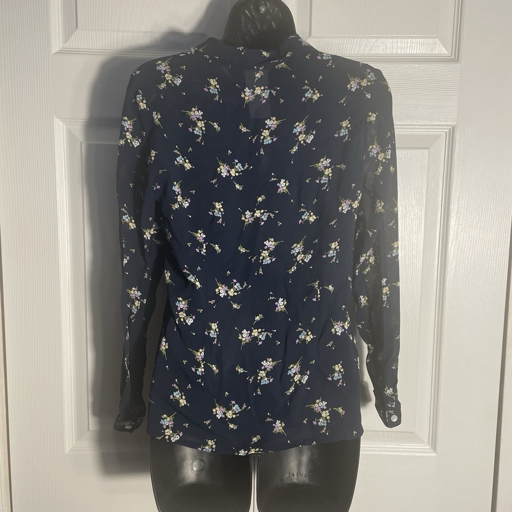 Laura Ashley Shirt Women S Black Floral Long Sleeve Whimsigoth Button Up Blouse - Picture 3 of 13